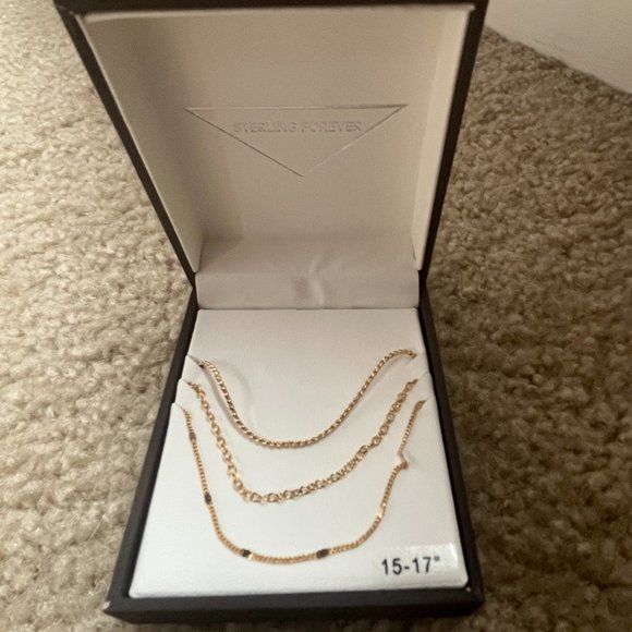 *HP* NIB! Sterling Forever Gold Plated 3 Layer Dainty Necklace [gift wrapped!] - Picture 3 of 13